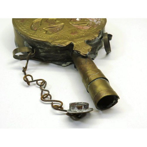 217 - ANTIQUE ORIENTAL OTTOMAN BRASS POWDER FLASK