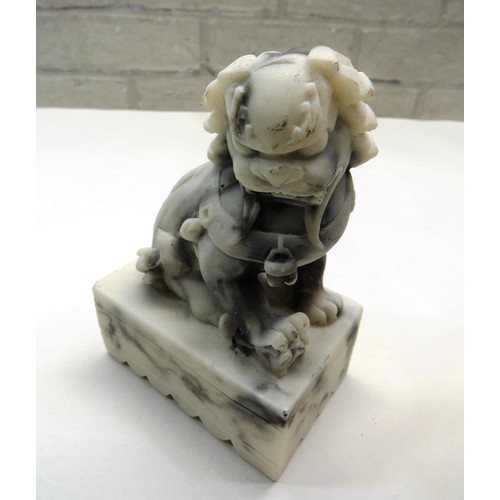 222 - PAIR OF CHINESE CARVED SOAPSTONE FOO DOG BOOKENDS