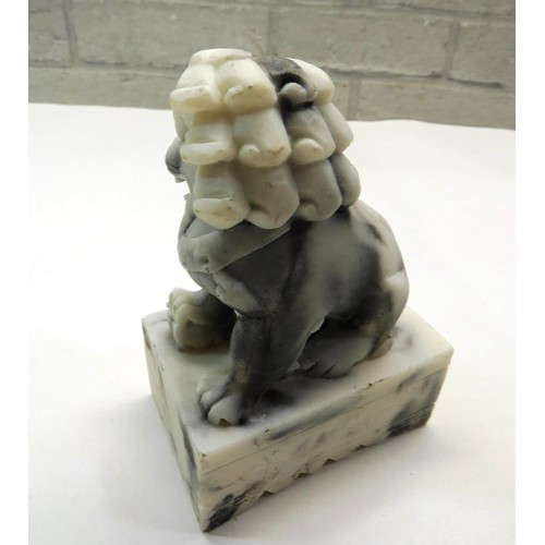 222 - PAIR OF CHINESE CARVED SOAPSTONE FOO DOG BOOKENDS