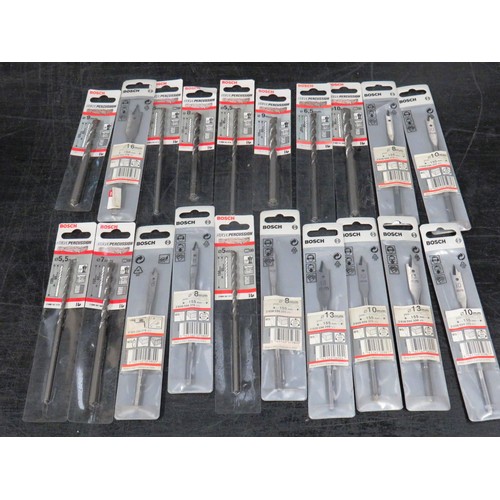 165 - 20 x BOSCH ASSORTED SILVER PERCUSSION & FLAT WOOD BITS