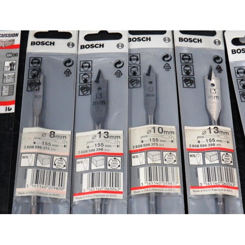 165 - 20 x BOSCH ASSORTED SILVER PERCUSSION & FLAT WOOD BITS