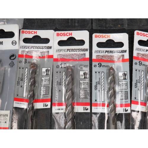 166 - 20 x BOSCH ASSORTED SILVER PERCUSSION & FLAT WOOD BITS