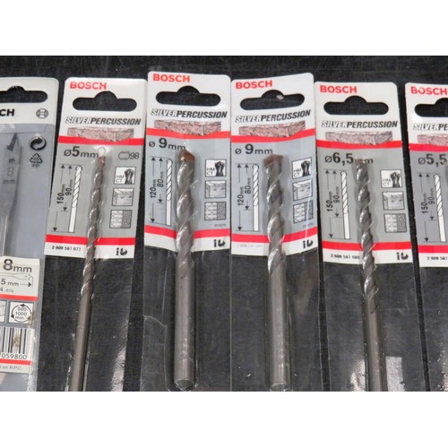 167 - 20 x BOSCH ASSORTED SILVER PERCUSSION & FLAT WOOD BITS