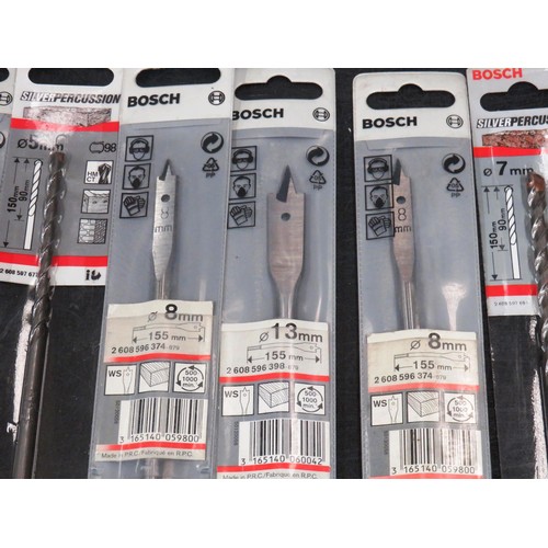 168 - 20 x BOSCH ASSORTED SILVER PERCUSSION & FLAT WOOD BITS