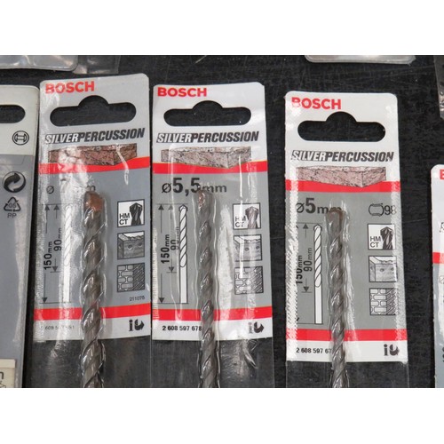 168 - 20 x BOSCH ASSORTED SILVER PERCUSSION & FLAT WOOD BITS