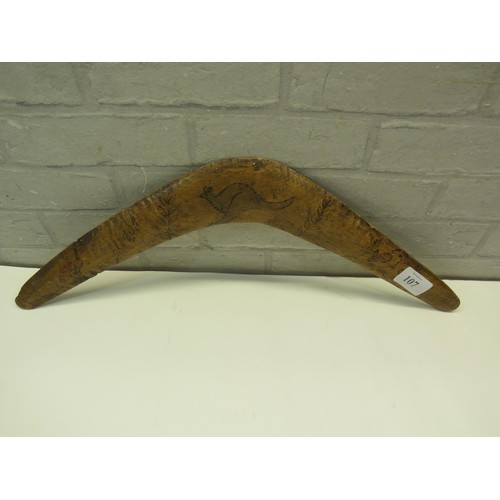 107 - ANTIQUE POKER WORK BOOMERANG