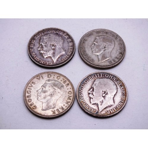 21 - FOUR SILVER ONE FLORIN COINS INCLUDES 1915 & 1917