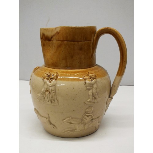 95 - ANTIQUE GLAZED STONEWARE JUG/PITCHER