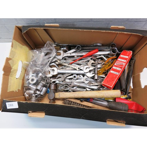 288 - ASSORTED WHITWORTH A.F.METRIC SPANNERS AND SOCKETS AND ASSORTED TOOLS