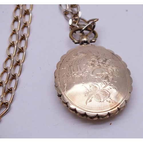 283 - VINTAGE GOLD PLATED MOURNING PENDANT LOCKET ON CHAIN