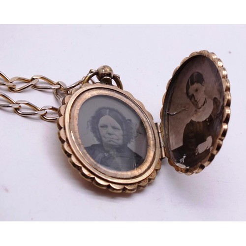 283 - VINTAGE GOLD PLATED MOURNING PENDANT LOCKET ON CHAIN