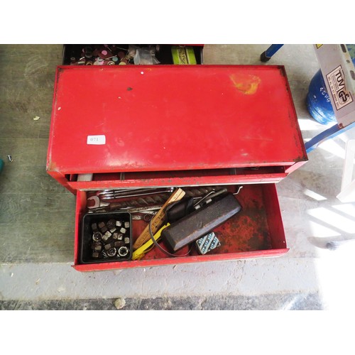 71 - THREE METAL TOOL BOXES AND CONTENTS