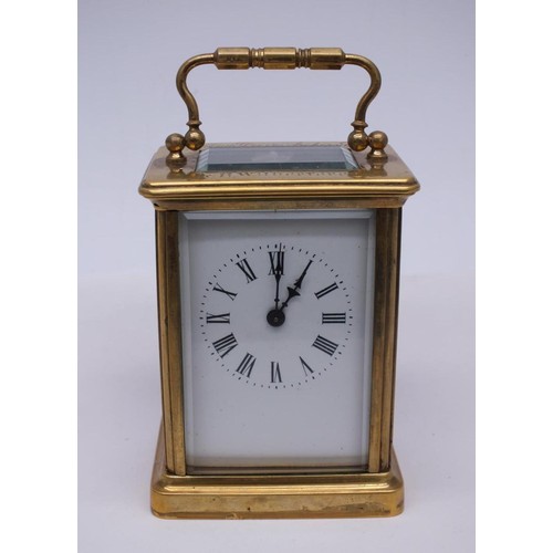 120 - BRASS CARRIAGE CLOCK WITH KEY (NOT WORKING) L.R WILBERFORCE GRANDSON OF WILLIAM WILBERFORCE BRITISH ... 