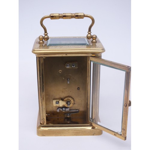 120 - BRASS CARRIAGE CLOCK WITH KEY (NOT WORKING) L.R WILBERFORCE GRANDSON OF WILLIAM WILBERFORCE BRITISH ... 