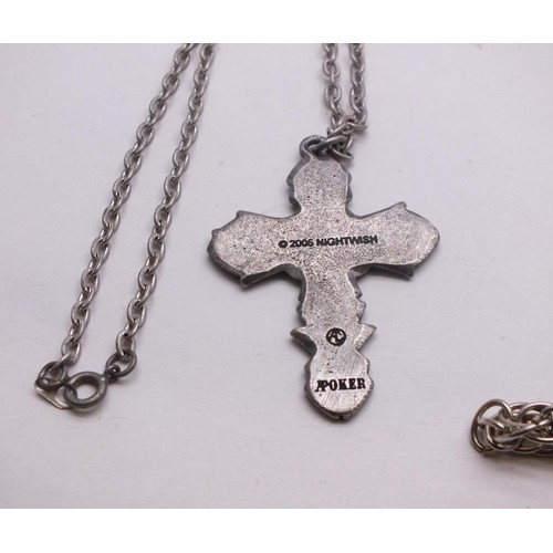 217 - 4 ITEMS OF GOTHIC JEWELLERY INCLUDES LARGE SILVER TONE SKULL NECKLACE & SPIDER/SKULL PENDANT