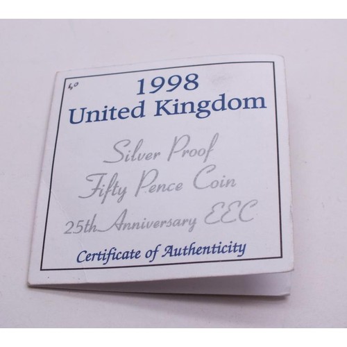 47 - SILVER PROOF FIFTY PENCE COIN 1998