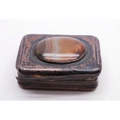 53 - GEORGIAN SILVER AGATE SNUFF BOX AS FOUND