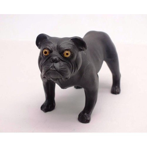 76 - RARE ANTIQUE WEDGEWOOD BASALT BULLDOG BY ERNEST LIGHT  (CHIPS)