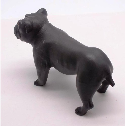 76 - RARE ANTIQUE WEDGEWOOD BASALT BULLDOG BY ERNEST LIGHT  (CHIPS)