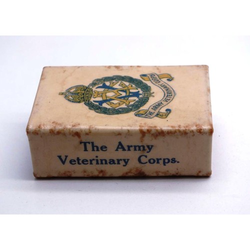 77 - WW2 ARMY VETERINARY CORPS SMOKERS ITEMS, MATCHBOX COVERS, LIGHTER, CIGARETTE CASE