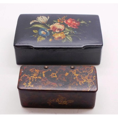 85 - ANTIQUE PAPIER MACHE SNUFF BOXES - ONE HAND PAINTED