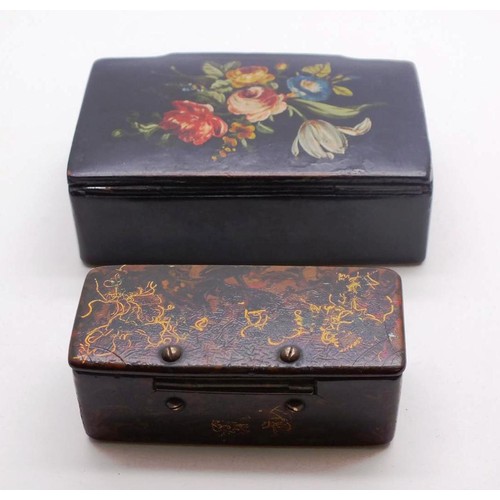 85 - ANTIQUE PAPIER MACHE SNUFF BOXES - ONE HAND PAINTED