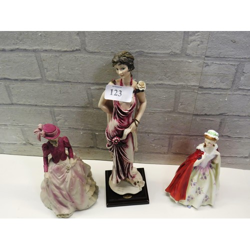 123 - THREE  FIGURINES, FLORENCE BY GUISSEPE ARMANI ROYAL DOULTON 