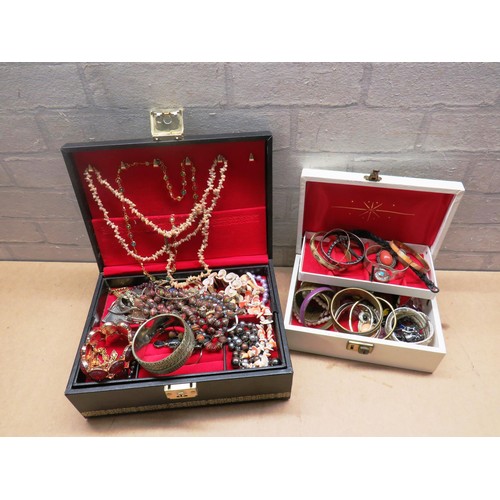 173 - 2 x JEWELLERY BOXES WITH COSTUME JEWELLERY