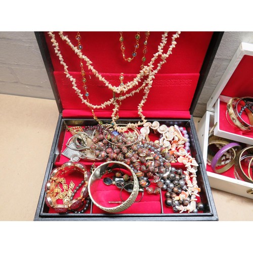 173 - 2 x JEWELLERY BOXES WITH COSTUME JEWELLERY