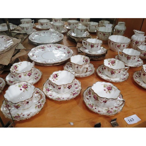 163 - MELBA BONE CHINA TEA SERVICE CUPS, SAUCERS, MILK, SUGAR AND PLATES