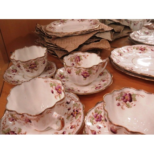 163 - MELBA BONE CHINA TEA SERVICE CUPS, SAUCERS, MILK, SUGAR AND PLATES