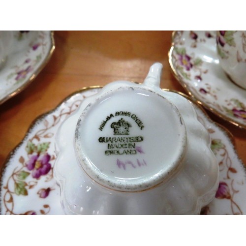 163 - MELBA BONE CHINA TEA SERVICE CUPS, SAUCERS, MILK, SUGAR AND PLATES