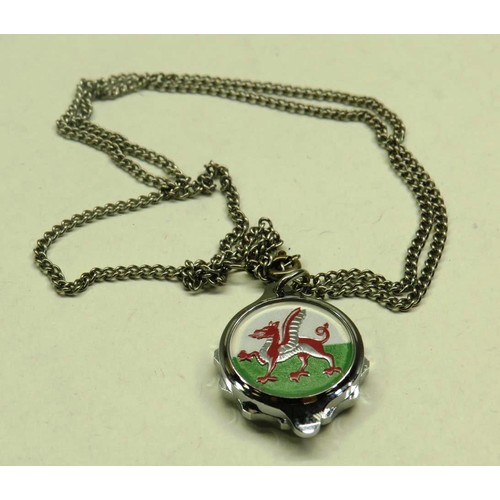 250 - SOS TALISMAN CHROME PLATED WELSH DRAGON PENDANT & CHAIN