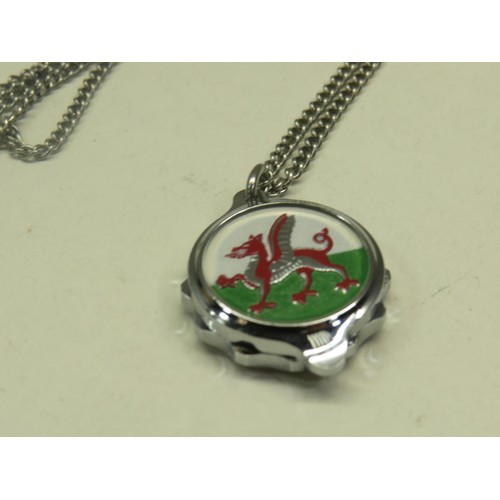 250 - SOS TALISMAN CHROME PLATED WELSH DRAGON PENDANT & CHAIN