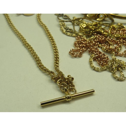 256 - SELECTION OF GOLD TONE JEWELLERY - NECKLACES, BRACELETS, BANGLES ETC