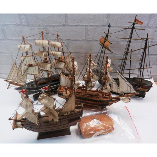 198 - FOUR MODEL SHIPS INCLUDES CUTTY SARK