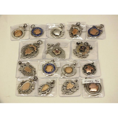 95 - 16 x RARE SILVER AND GOLD FOBS