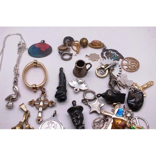 180 - LARGE SELECTION OF PENDANTS, NECKLACES INCLUDING CAMEO, MOP, ENAMEL ETC