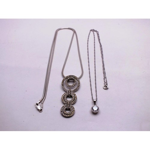 186 - TWO STERLING SILVER NECKLACES, PENDANTS