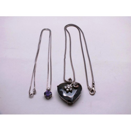 188 - TWO 925 STERLING SILVER NECKLACES, PENDANTS