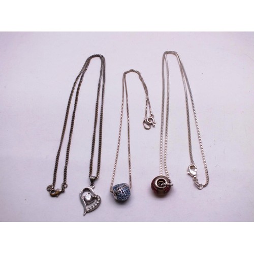 194 - THREE 925 STERLING SILVER PENDANTS, NECKLACES