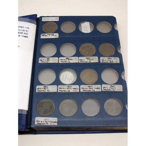 233 - COLLECTION OF BRITISH PENNIES FROM 1860-1948 HOUSED IN BLUE COLLECTORS BOOK