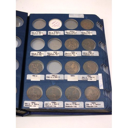 233 - COLLECTION OF BRITISH PENNIES FROM 1860-1948 HOUSED IN BLUE COLLECTORS BOOK