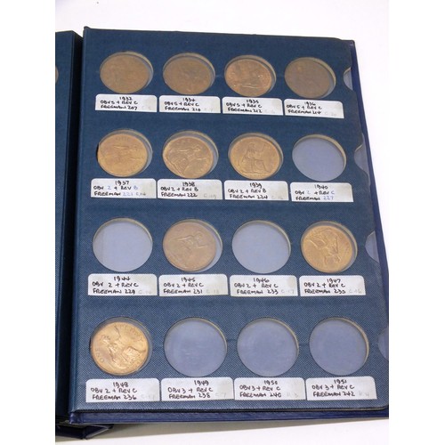 233 - COLLECTION OF BRITISH PENNIES FROM 1860-1948 HOUSED IN BLUE COLLECTORS BOOK