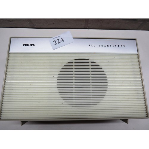 224 - 1964 PHILIPS AG4000 MINI PORTABLE RECORD PLAYER WORKING - TURNTABLE SLIP MAT BRITTLE DUE TO AGE- IN ... 