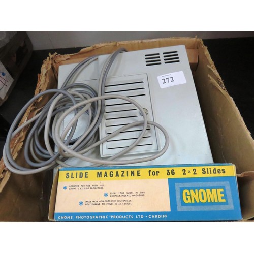 272 - VINTAGE GNOME SUPREME 1Q AUTO SLIDE PROJECTOR AND SLIDE MAGAZINE IN ORIGINAL BOX