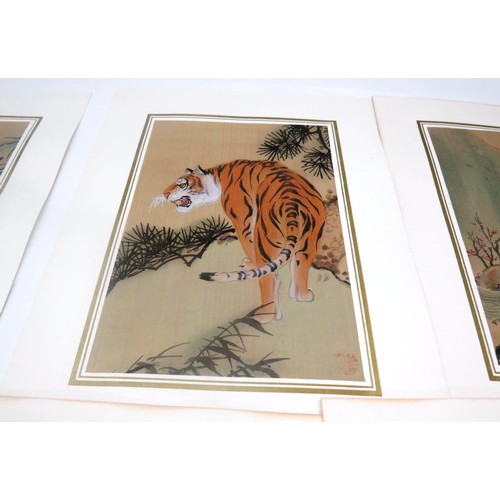 248 - SET OF TEN CHINESE SIGNED WATERCOLOUR PAINTINGS DEPICTING BENGAL TIGERS