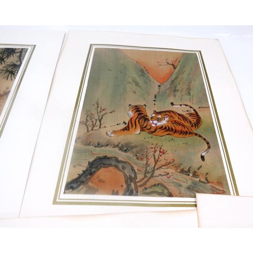 248 - SET OF TEN CHINESE SIGNED WATERCOLOUR PAINTINGS DEPICTING BENGAL TIGERS