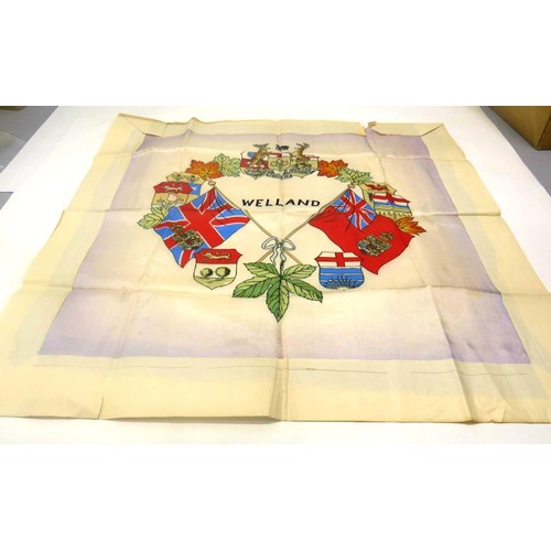 249 - VINTAGE PRINTED AND EMBROIDERED COMMEMORATIVE  SILK SCARF - WELLAND - WRAPPED AS NEW IN PAPER