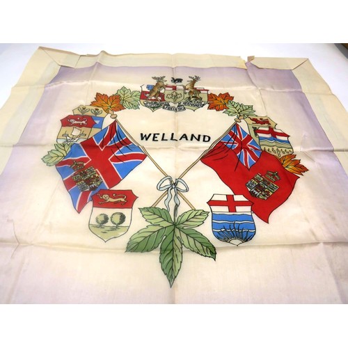 249 - VINTAGE PRINTED AND EMBROIDERED COMMEMORATIVE  SILK SCARF - WELLAND - WRAPPED AS NEW IN PAPER